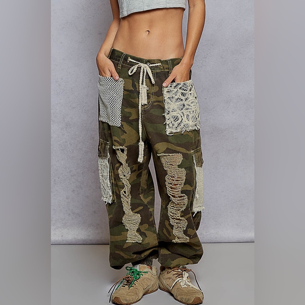 POL Camouflage Distressed Joggers